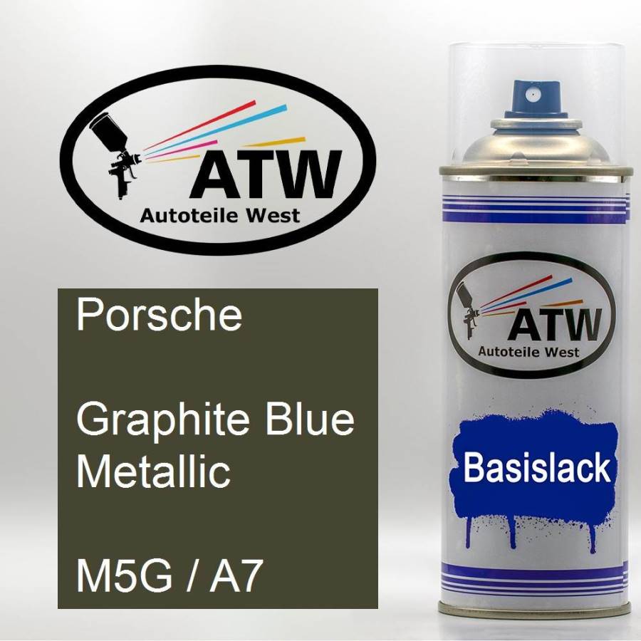 Porsche, Graphite Blue Metallic, M5G / A7: 400ml Sprühdose, von ATW Autoteile West.